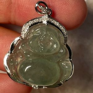 18 K gold Jade Buddha Pendant
